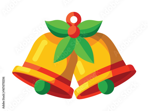 Christmas Bell vector Illustration isolated on white background