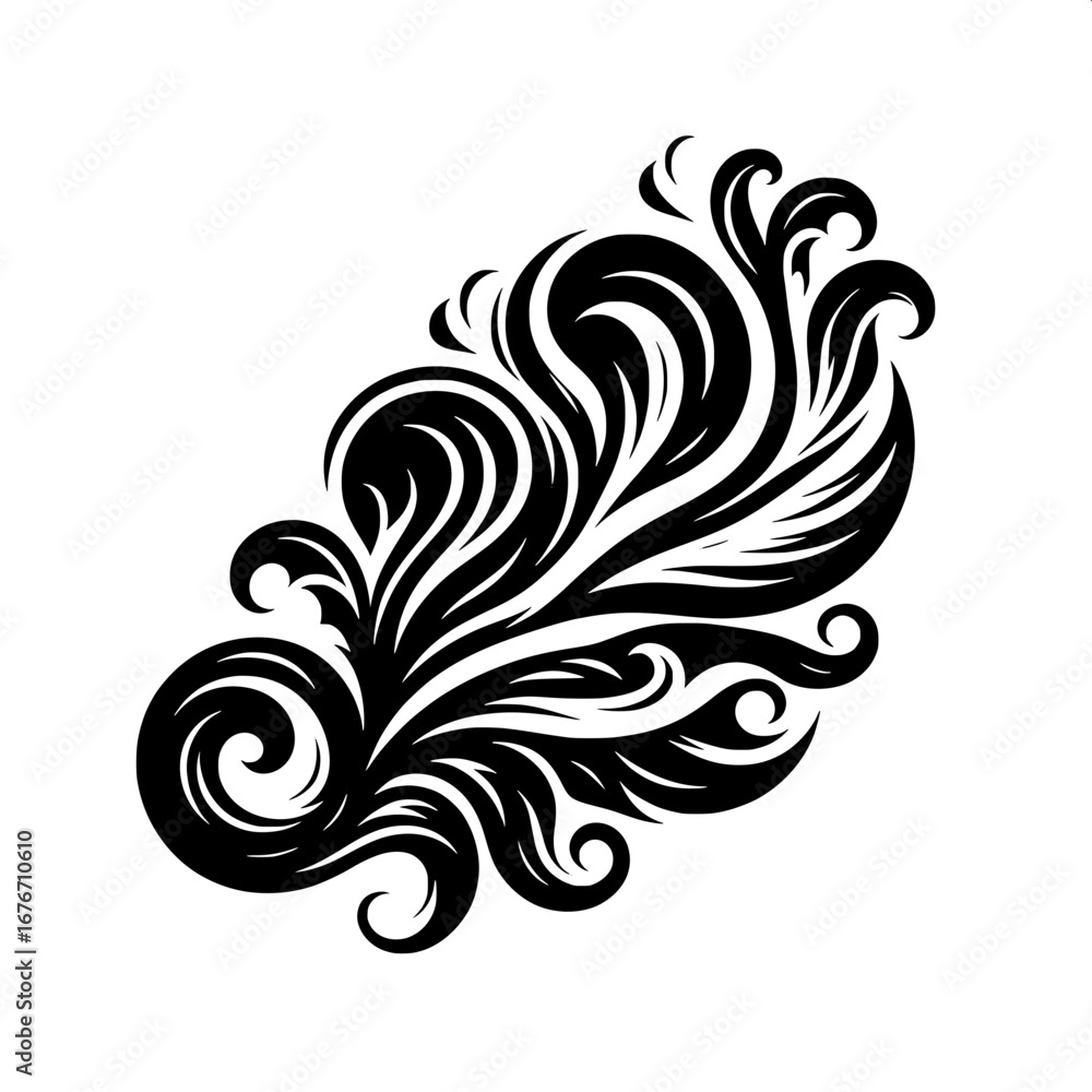 Fototapeta premium Black and White Vector Silhouette T-Shirt Design of Rising Smoke Pattern