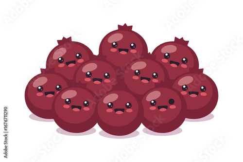 Wallpaper Mural Cute cartoon pomegranates smiling together on white Torontodigital.ca