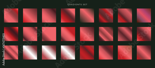 Metallic gradient. Metal effect. Red color set. Dark and light blue palette. Holographic background template for screen, mobile, banner, label, tag. Chromium car texture and Pantone.