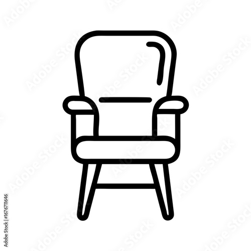 Armchair design in minimalist style with simple lines and contours  