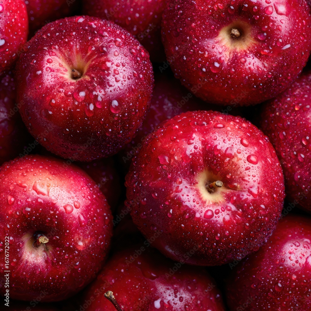 Fresh Red Apples with Water Droplets - Vibrant and Juicy Fresh Red Apples with Water Droplets - Vibrant and Juicy
