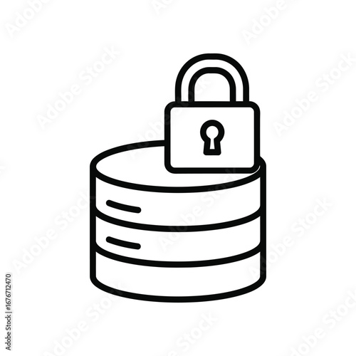 Secured Data Storage: Depicting a graphic icon of data disks, securely locked by a padlock, symbolizing the protection and security of sensitive information.