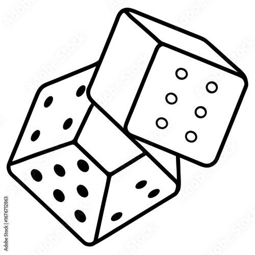 Dice line art vector