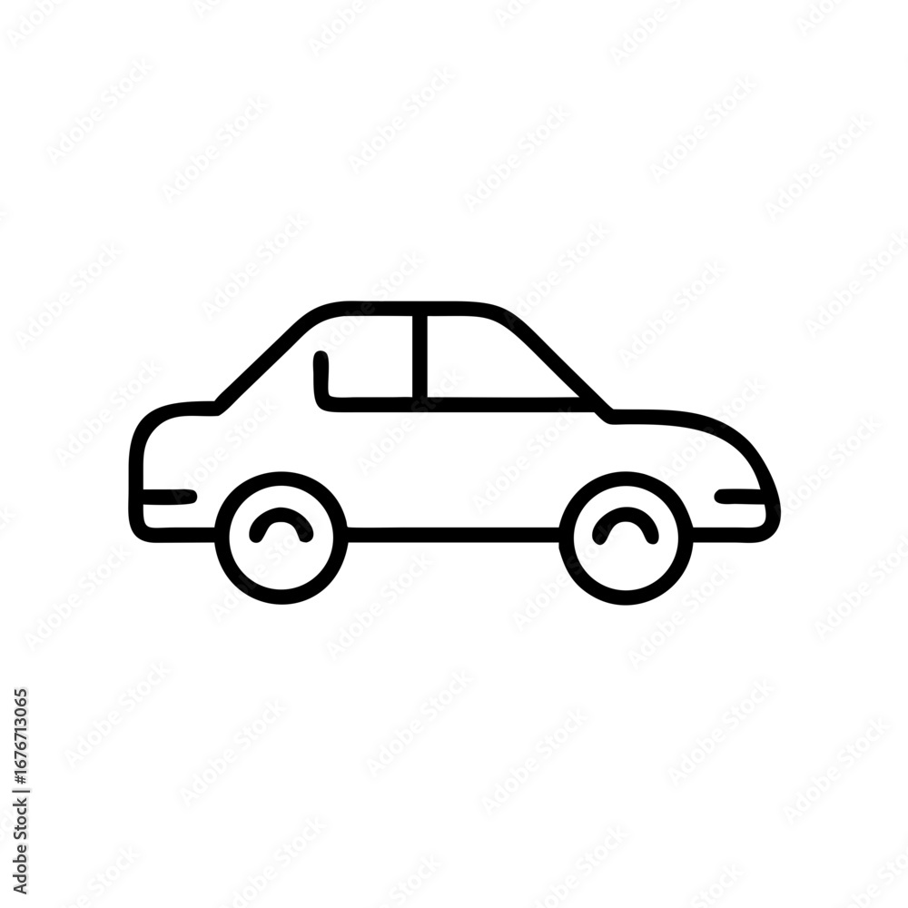 Fototapeta premium Simple line drawing of a car in minimal style 