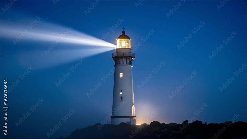 Lighthouse guiding light at night Lighthouse guiding light at night