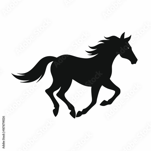Silhouette of a running horse  