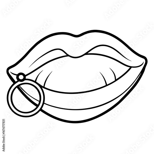 Lip Ring line art vector
