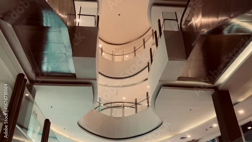 The architecture of a modern office building interior