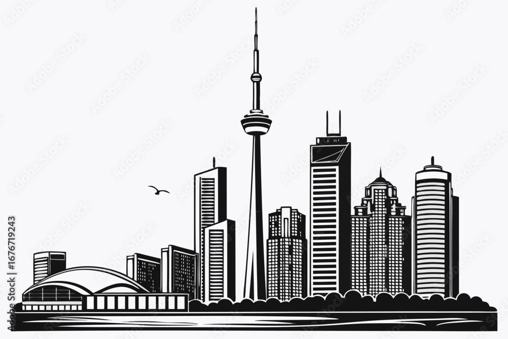 Obraz premium city skyline with reflection