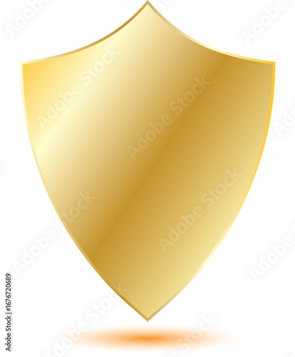 Golden shield vector illustration symbol of protection and security