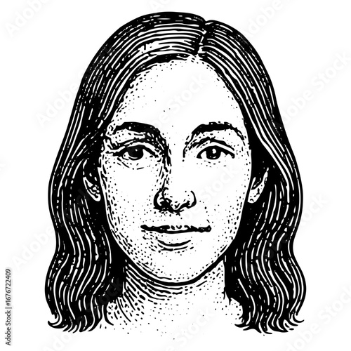 Peaceful Female Face Illustration with Soft Look