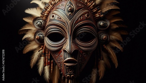 African Tribal Mask A mask used in traditional African ceremonie