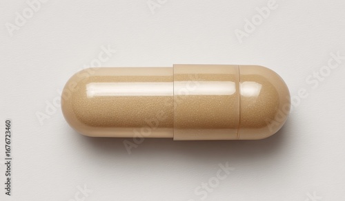 Light beige capsule pill, top view
