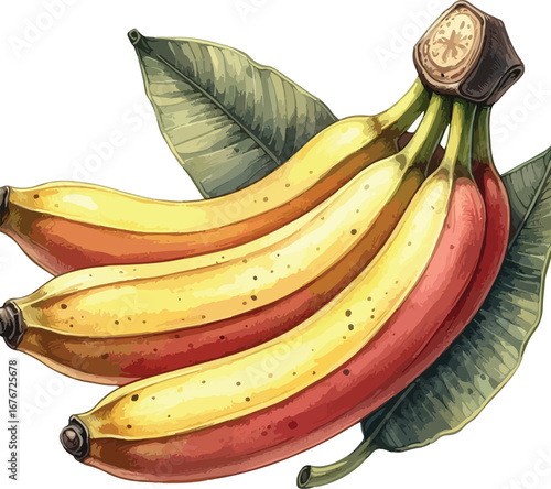 Hand drawn water colour banana fruit