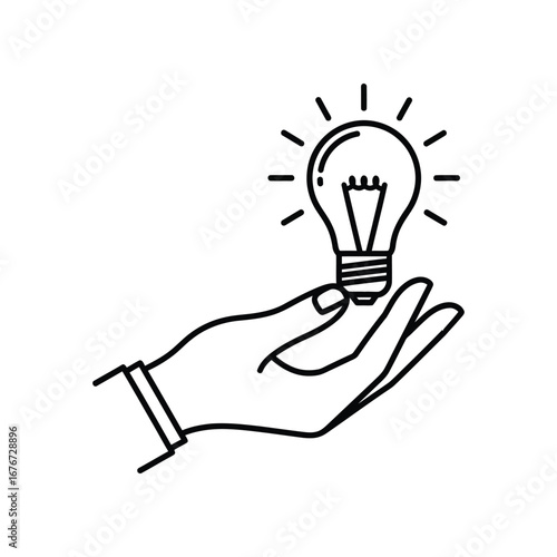 Innovative Spark: A hand tenderly cradles a radiant lightbulb, embodying a new concept. It's a simple yet potent visual of ingenuity, invention, and inspiration.