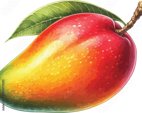 Hand drawn water colour mango fruit