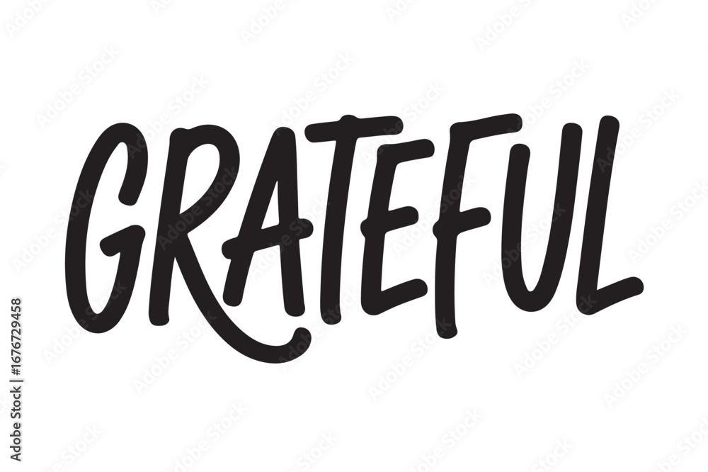 Obraz premium Grateful hand lettered word in bold black