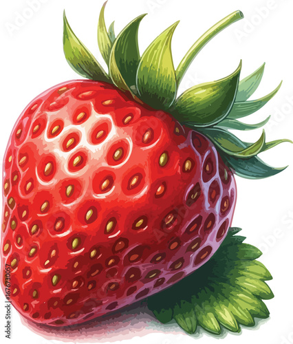 Hand drawn water colour strawberry fruit