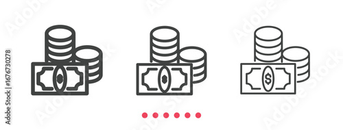 Money icon. Thin line icon vector.