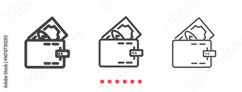 Wallet icon. Thin line icon vector.