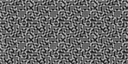 Seamless Geometric Labyrinth Texture. A stylish and simple monochrome pattern ideal for wallpaper, textile, and print.
