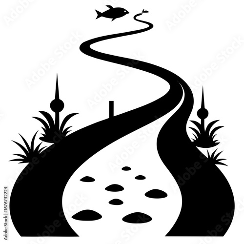 illustration, vector, fish, underwater, digitally generated image, no people, sea, in silhouette, curve, abstract, design element, monochrome, undersea, animal, design, nature, outline, background, bl