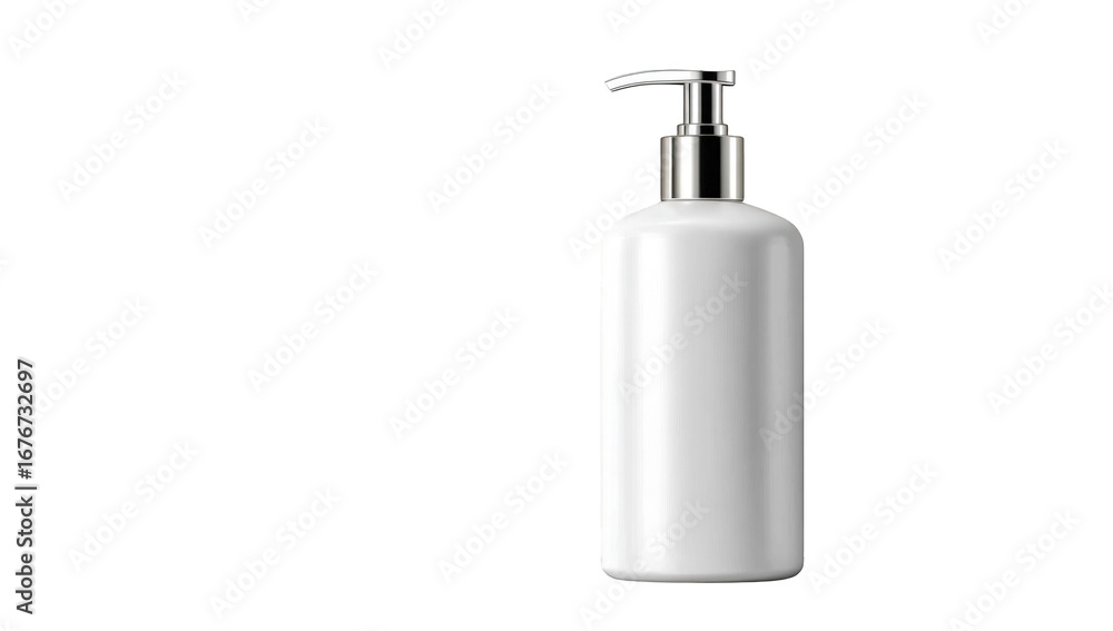 Obraz premium Blank white plastic bottle with a pump dispenser