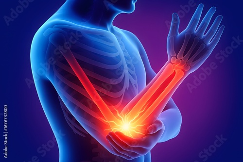 Human Body with Highlighted Joint Pain and Inflammation Concept