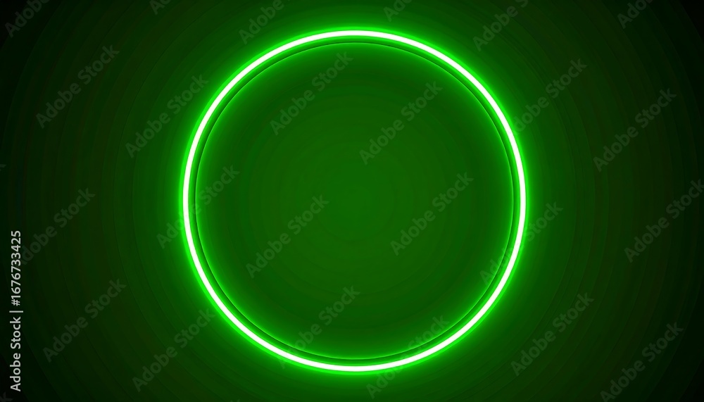 Obraz premium Neon green circle on dark background