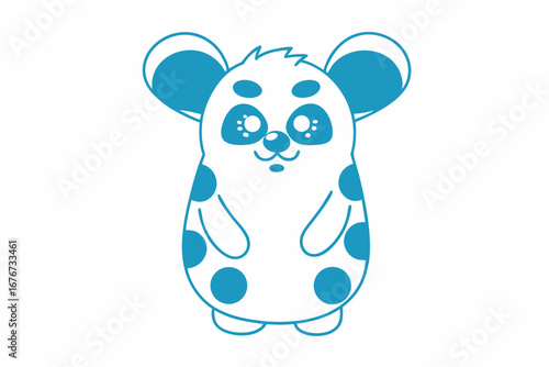 Adorable Spotted Animal with Blue Outline on White Background