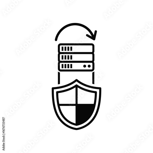 Data Protection Assurance: A digital sanctuary, where a secure shield encompasses a data server, symbolizing the continuous process of backup and security within the intricate domain of cybersecurity.