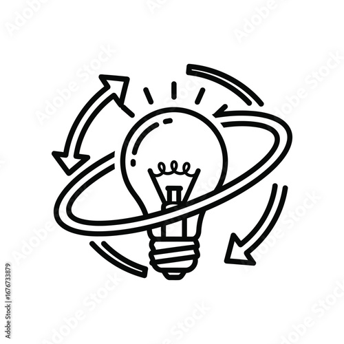 Innovation Cycle: Capturing the essence of a continuous innovation process, this image depicts a glowing lightbulb, symbolizing ideas and creativity.