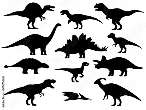 Set silhouettes dinosaurs Vec...