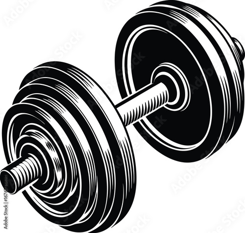 Isolated barbell hand drawn line illustration,  dumbbell isolated on transparent