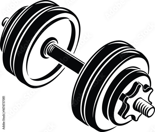 Isolated barbell hand drawn line illustration,  dumbbell isolated on transparent