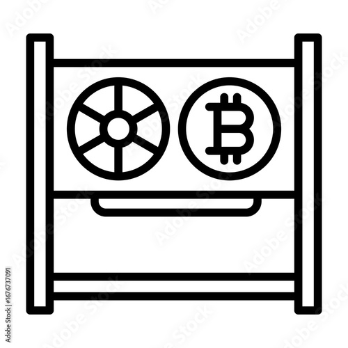 Mining Rig Line Vector Icon
