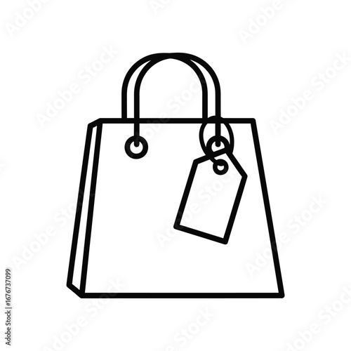 Shopping Bag Illustration: A simple yet captivating illustration showcases a classic shopping bag, complete with handle and a price tag, symbolizing the essence of retail and the shopping experience.