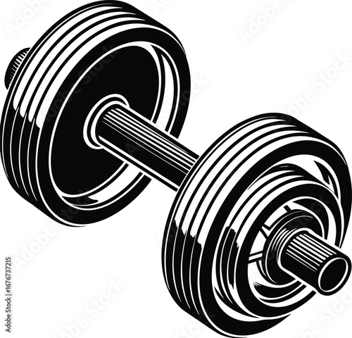 Isolated barbell hand drawn line illustration,  dumbbell isolated on transparent