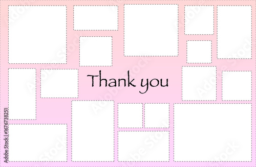 シンプル ランダム配置フォトフレーム  Thank you グラデーション背景 ピンク〜Simple Randomly Arranged Photo Frame "Thank You" Pink〜