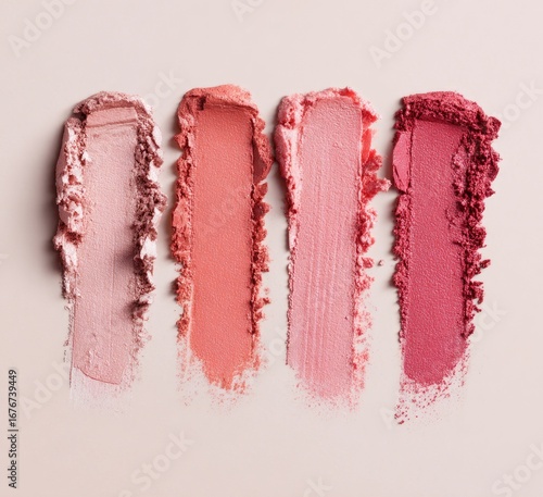 Swatched blush colors,  pale to deep pink