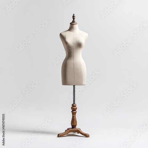Beige mannequin on wooden stand