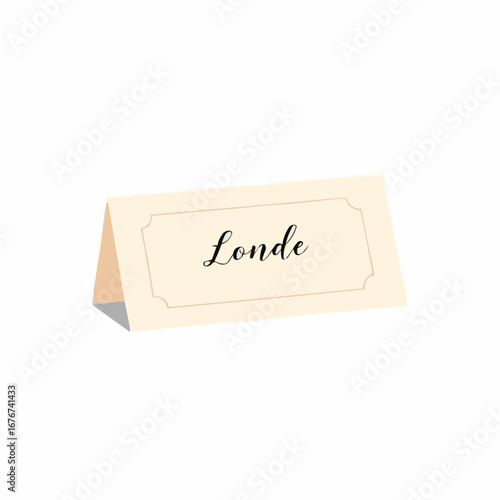 Table tent card with “Londe” name in elegant font  