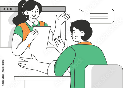 Two people engaged in a video conference, presenting a document and actively participating in a discussion.