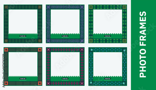 Saudi National Day 95 Photo Frames all Vector Template -Gift Card with Logo- 2025 New Logo- Illustration Template Design Vector Vertical Banner and Sticker with Arabic Calligraphy and Tree Motif