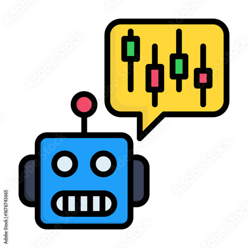 Trading Bot Line Color Vector Icon