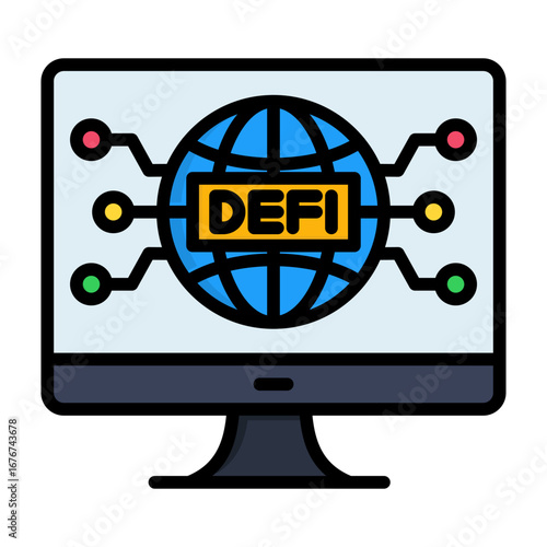 Defi Protocol Line Color Vector Icon
