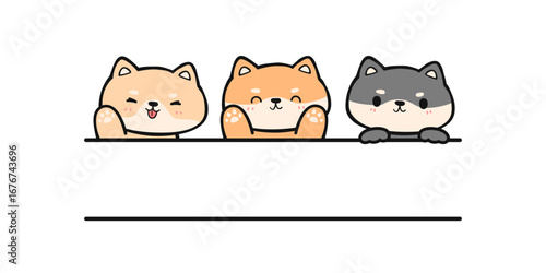 name frame with cute cartoon shiba inu japan dog decorative