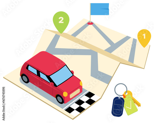 Roadmap of traveling to destinations by car