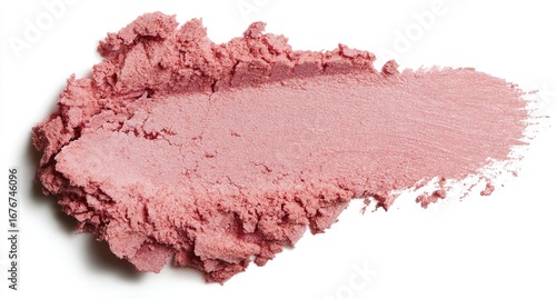 Dusty rose blush powder smear on white
